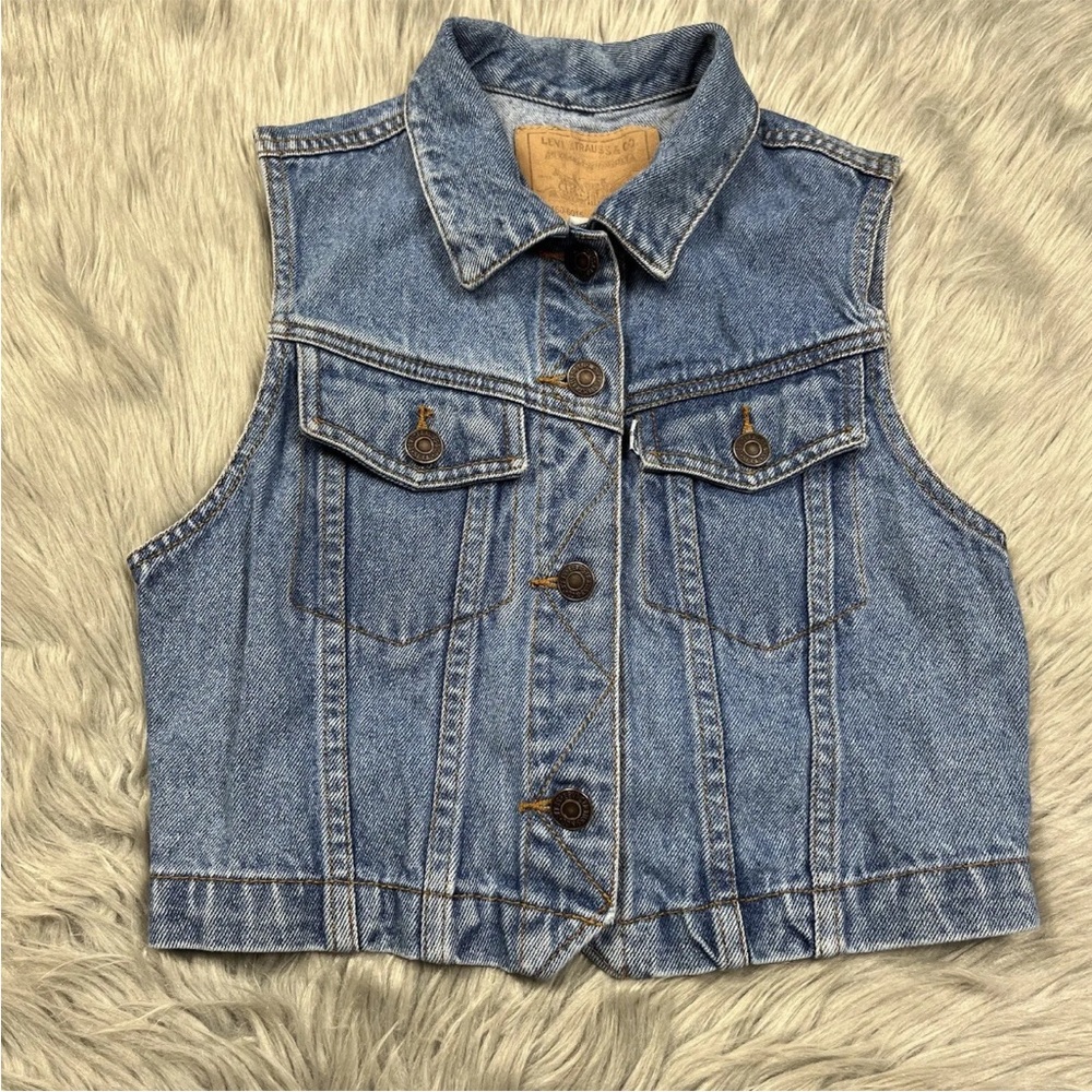 Vintage 90s Levis Denim Kids Vest Button Up